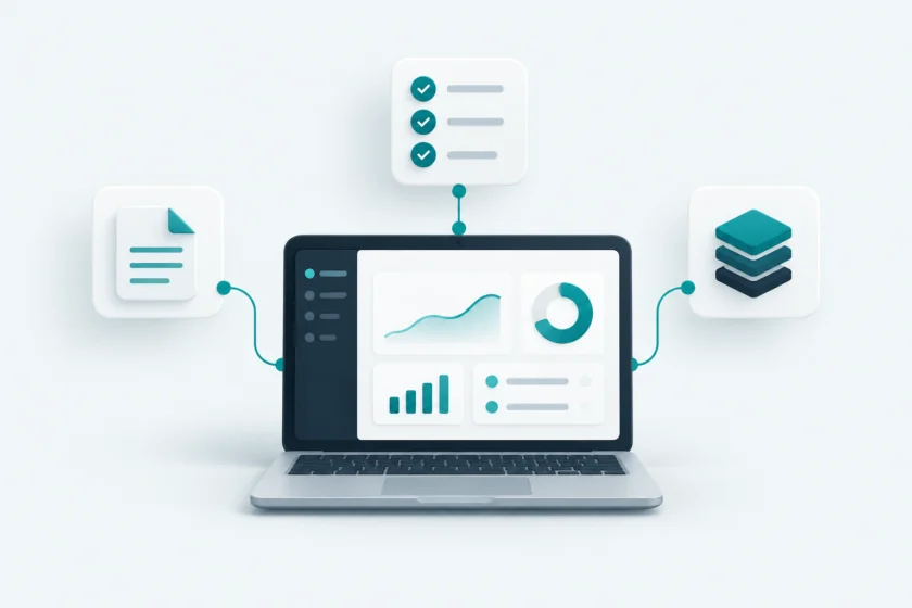 Un tableau de bord relié aux documents, aux tâches et aux logiciels de l’entreprise